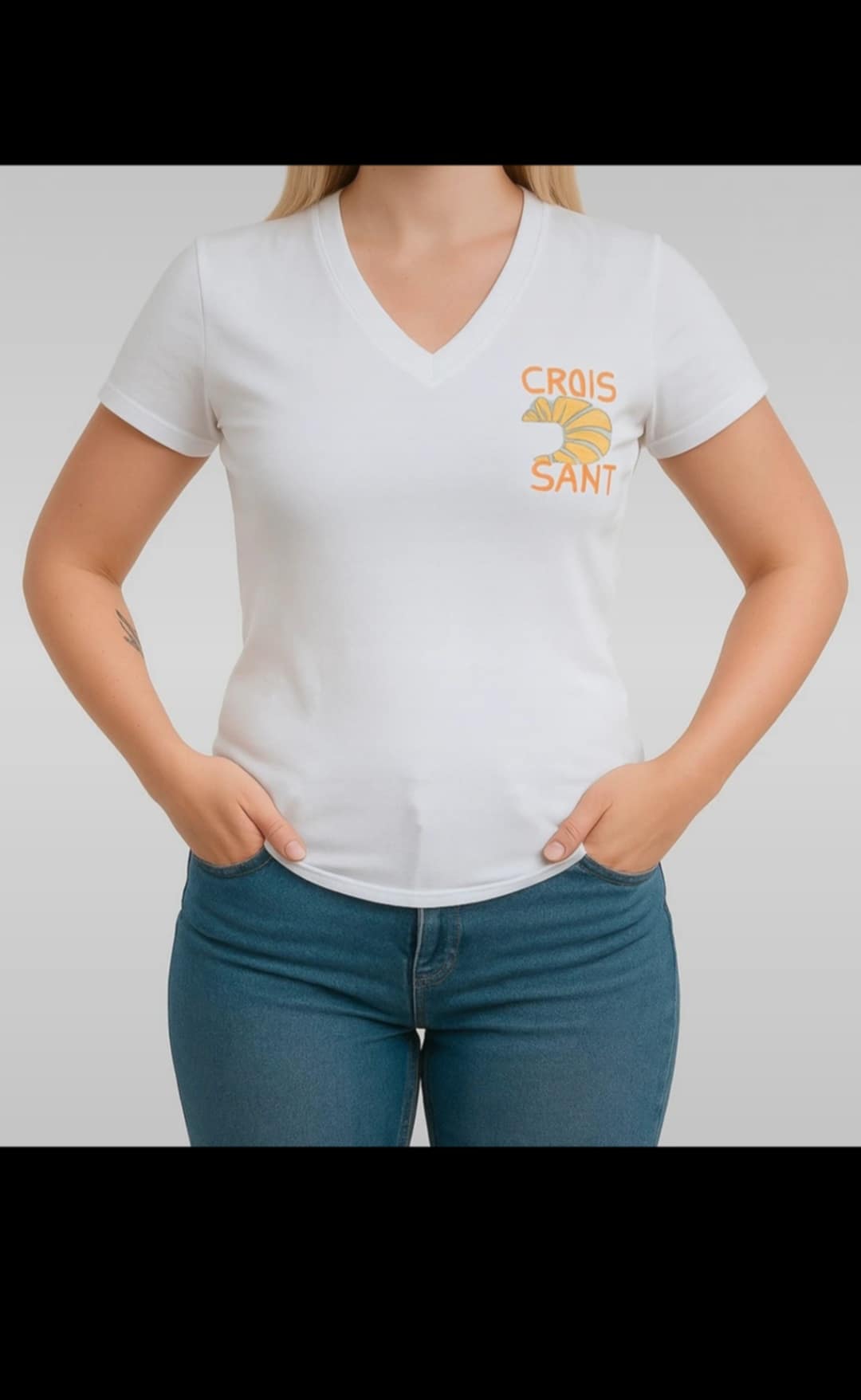 t-shirt manches courtes motif croissant