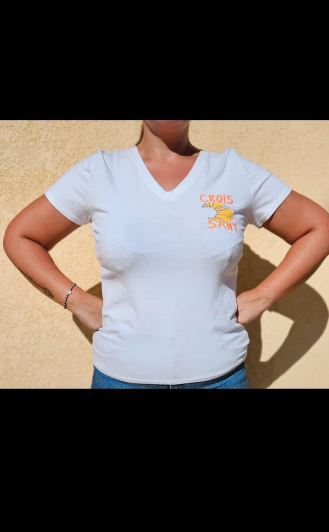 t-shirt manches courtes motif croissant