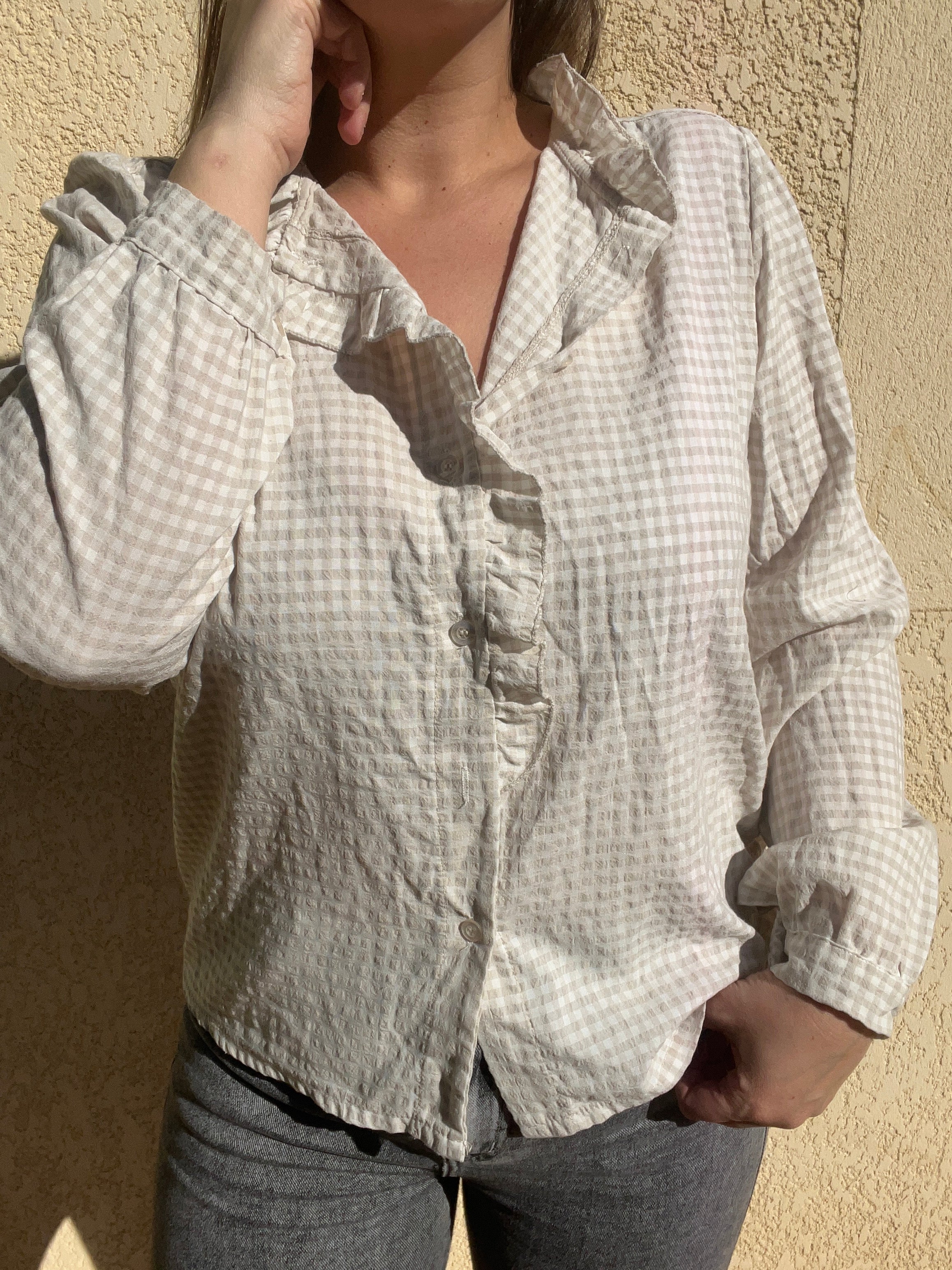 Blouse pastel volant