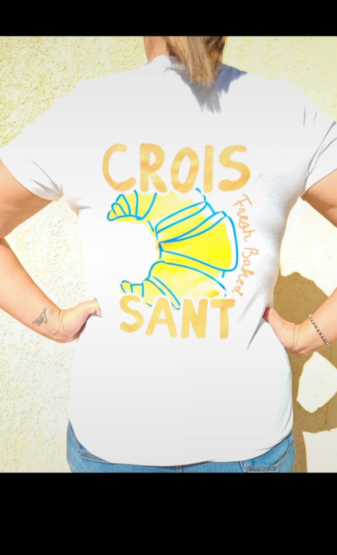 t-shirt manches courtes motif croissant