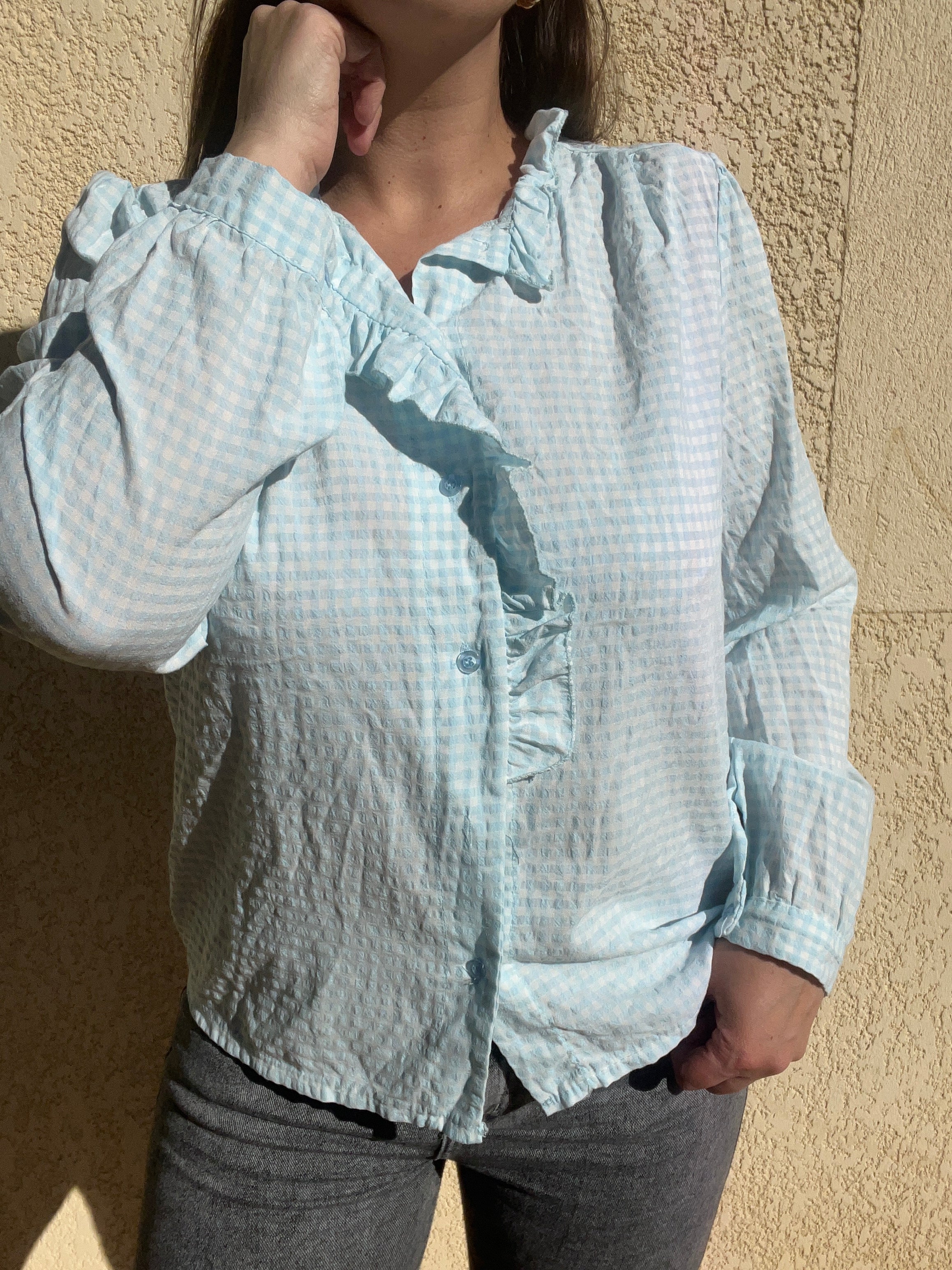 Blouse pastel volant