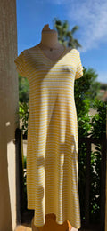 Robe longue en mailles à rayures